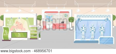 Various Exhibit Booths Vector Trade Area Interior