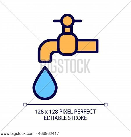 Water Supply Pixel Perfect Rgb Color Icon. Domestic Usage. Drinking Water Distribution. Public Utili