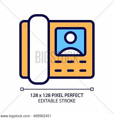 Door Phone Pixel Perfect Rgb Color Icon. Guest And Resident Communication. Intercom Appliance. Video