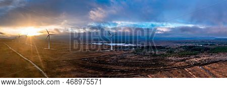 Amazing Sunrise At The Loughderryduff Windfarm Between Ardara And Portnoo In County Donegal, Ireland