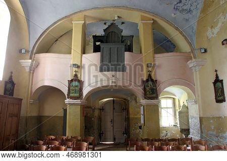 Gornji Dubovec, Croatia - June 26, 2012: Choir And Organ In The Parish Church Of Saint Margaret In G