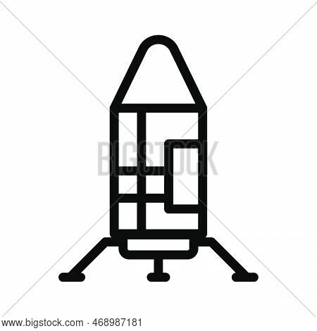 Moon Lander Line Icon Isolated On White Background. Black Flat Thin Icon On Modern Outline Style. Li