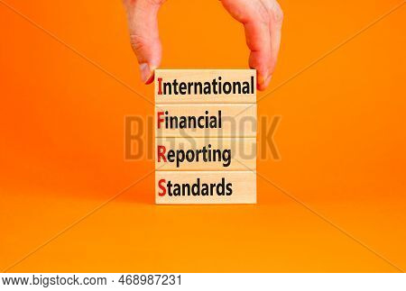 Ifrs Symbol. Concept Words Ifrs International Financial Reporting Standards On Block On Beautiful Or