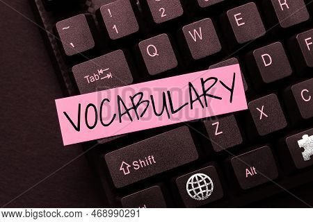 Sign Displaying Vocabulary. Conceptual Photo Collection Of Words And Phrases Alphabetically Arranged