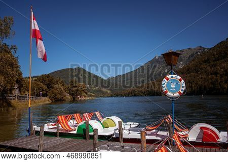 Lunz Am See, Austria - July 06 2022: Lunzer See, An Idyllic Lake In The Eisenwurzen Mountains In Low