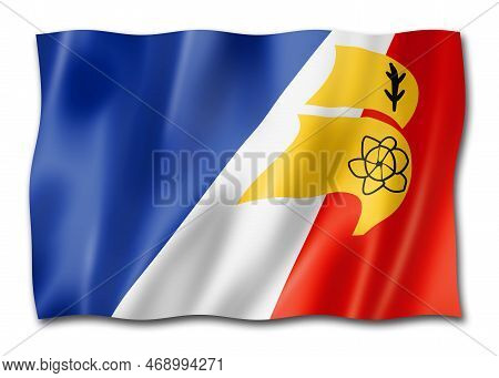 Franco Terreneuviens Ethnic Flag, America. 3d Illustration