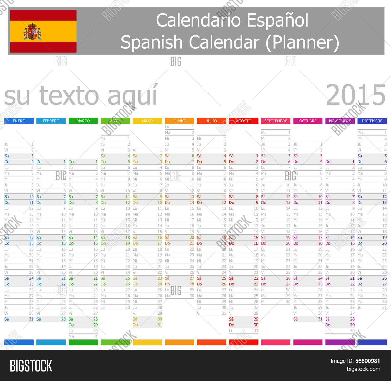 2015 Spanish Planner Vector & Photo (Free Trial) Bigstock
