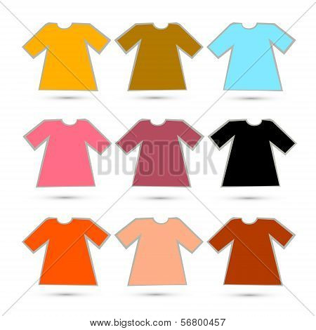 Vector T-shirt Set In Retro Colors Isolated On White Background
