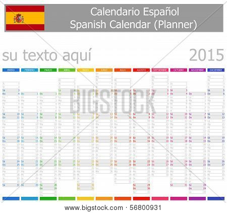 2015 Spanish Planner-2 Calendar with Vertical Months