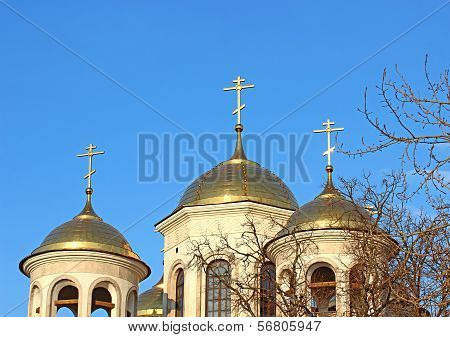 Gilt Dome Of The Christian Orthodox Church In Zvenigorod