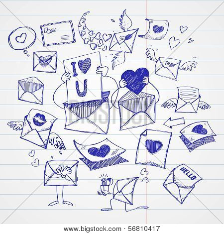 Doodle style mail, message, or envelope