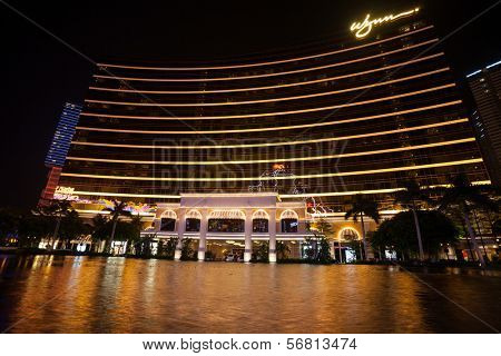 MACAU, CHINA - OCTOBER 31, 2012: Wynn Hotel Casino - one of the biggest and most popular casino. Macau is the gambling capital of Asia and attends approximately 29 million tourists annually.