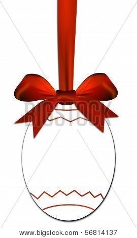 Decorative Egg With Red Bow As A Easter Price Tag