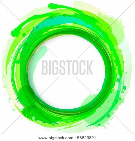 Abstract Vector Design Element With Brush Strokes And Splashes. Green.