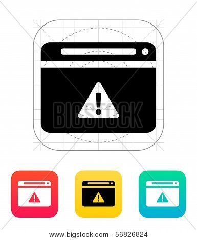 Security warning in browser icon.