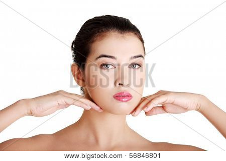 Baeutiful young woman portrait, isolated on white 