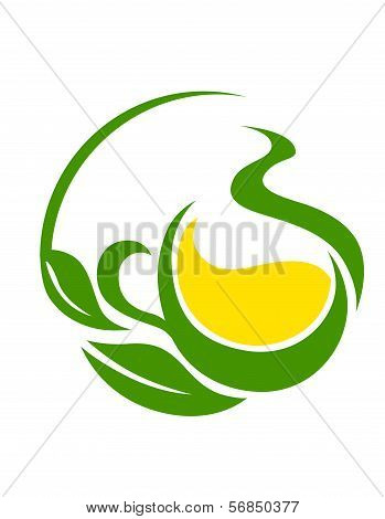 Green Bio Or Eco Design With Swirling Leaves
