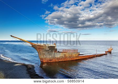 Remains of the Lord Lonsdale frigate, Strait of Magellan, near Punta Arenas, Chile