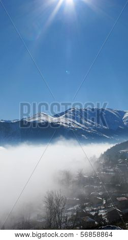 Snowy mountain in winter