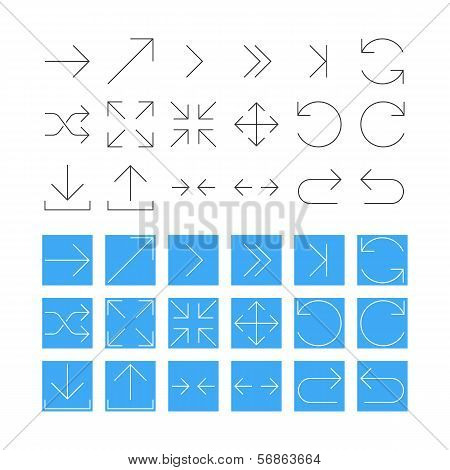 Thin Arrow Icon Set. Vector