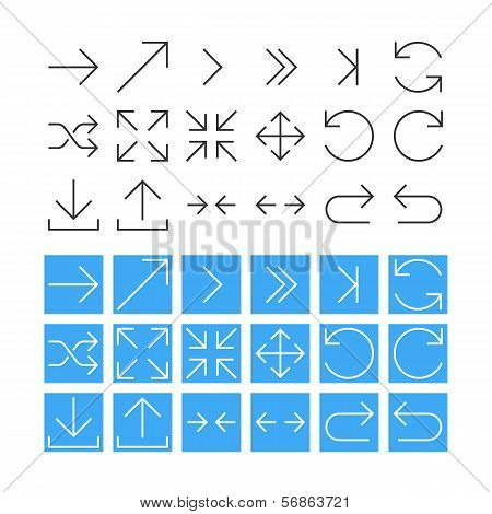 Thin Arrow Icon Set. Vector