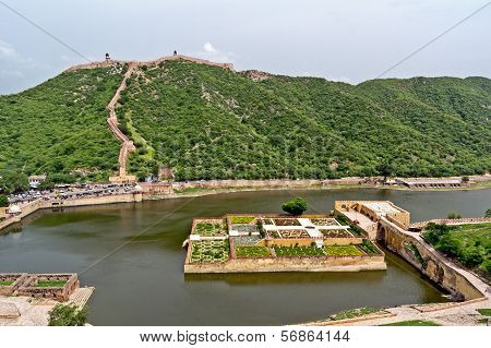 Garden, Maota Lake And Jaipur Wall