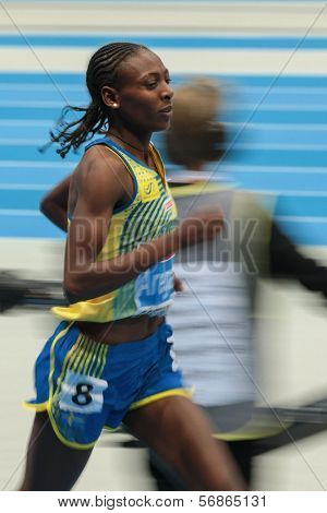 GOTHENBURG, SWEDEN - MARCH 2 Adeba Aregawi (Sweden) wins the women's 1500m finals during the European Athletics Indoor Championship on March 2, 2013 in Gothenburg, Sweden.