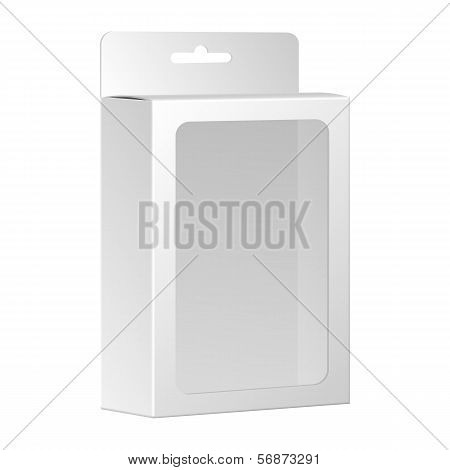 Blank White Product Package Box With Window. Vector