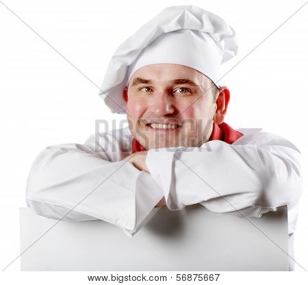 Smiling Chef Holding Menu