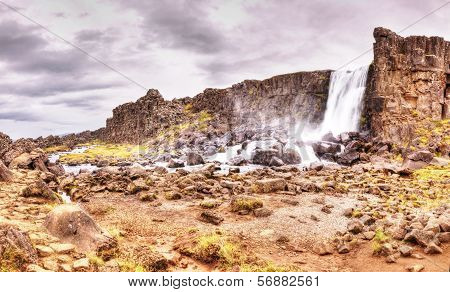 Oxarafoss Waterfall, Thingvellir National Park, Iceland