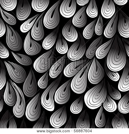 Seamlees Hand Drawn Monochrome Pattern With Gradient Water Drops