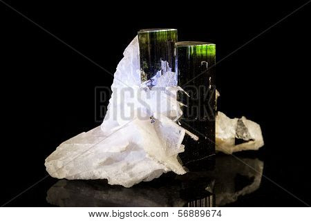 Verdelite Quartz In Front Of Black
