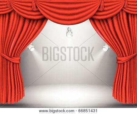 red silk curtains