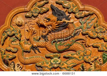 Dragon keramisk dekoration gule mur forbudte by Beijing