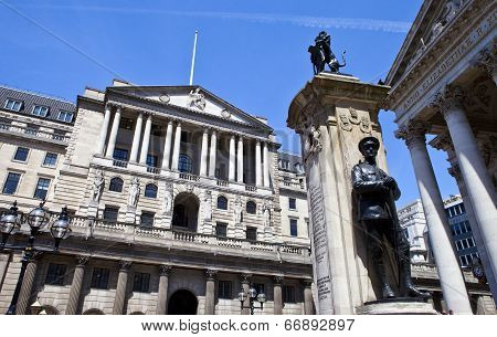 Bank Of England, City Of London War Memorial And The Royal Exchange