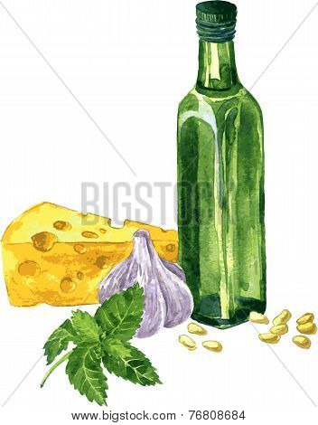 ingredients for cooking pesto