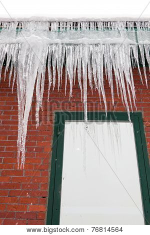Long Icicles On A Gutter