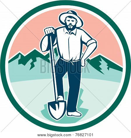 Gold Miner With Shovel Circle Retro