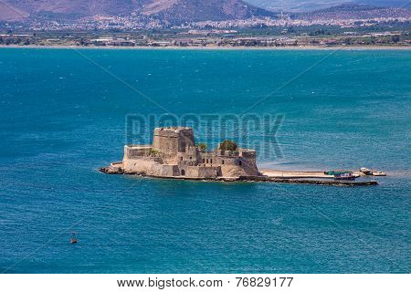 Old Venetian fortress Bourtzi in Nafplio, Greece