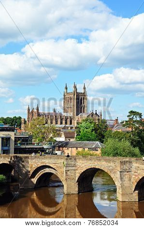 Hereford Cathedral and Wye Bridge.