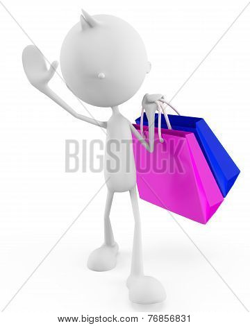 White Character With Shopping Bag
