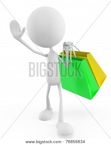White Character With Shopping Bag
