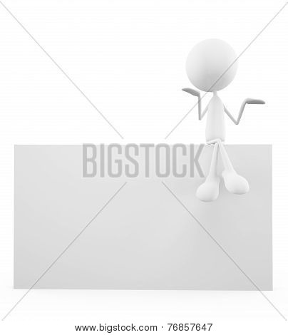 White Character With Signboard