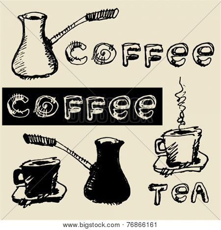 sketchy tea coffee doodles