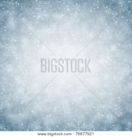 Winter background. Fallen defocused snowflakes. Christmas. Vector. 