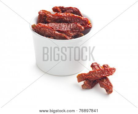sun dried tomatoes on white background