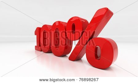 One hundred percent off. Discount 100.  Percentage. 3D illustration