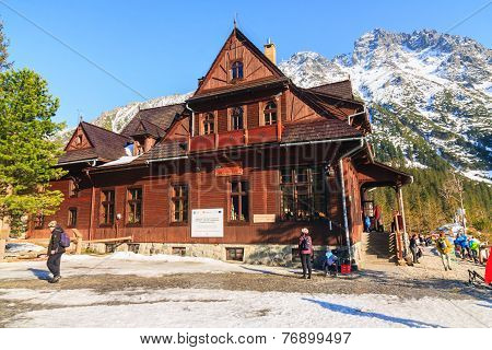 Morskie Oko Lake, Poland - March 14: Mountain Shelter House In Tatra Mountains
