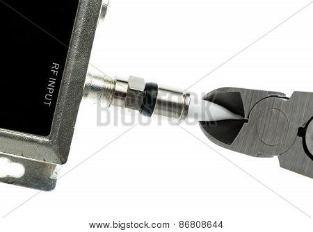 Concept Isolated Photo Of Cutting Cable Cord