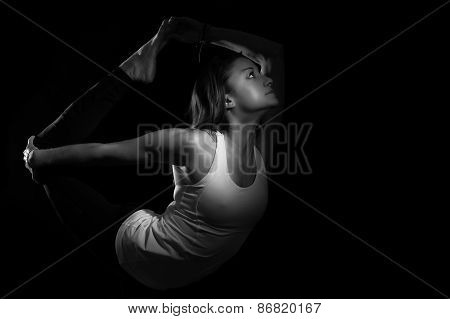 Yoga Natarajasana Variation Dancer Pose Greyscale